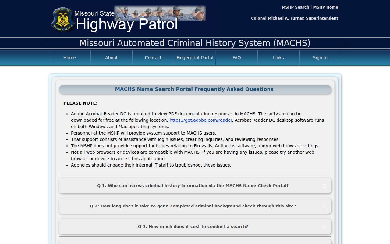 Missouri MACHS official search limitations and identity guidance