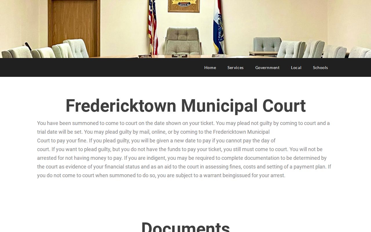 Fredericktown Municipal Court official appearance guidance