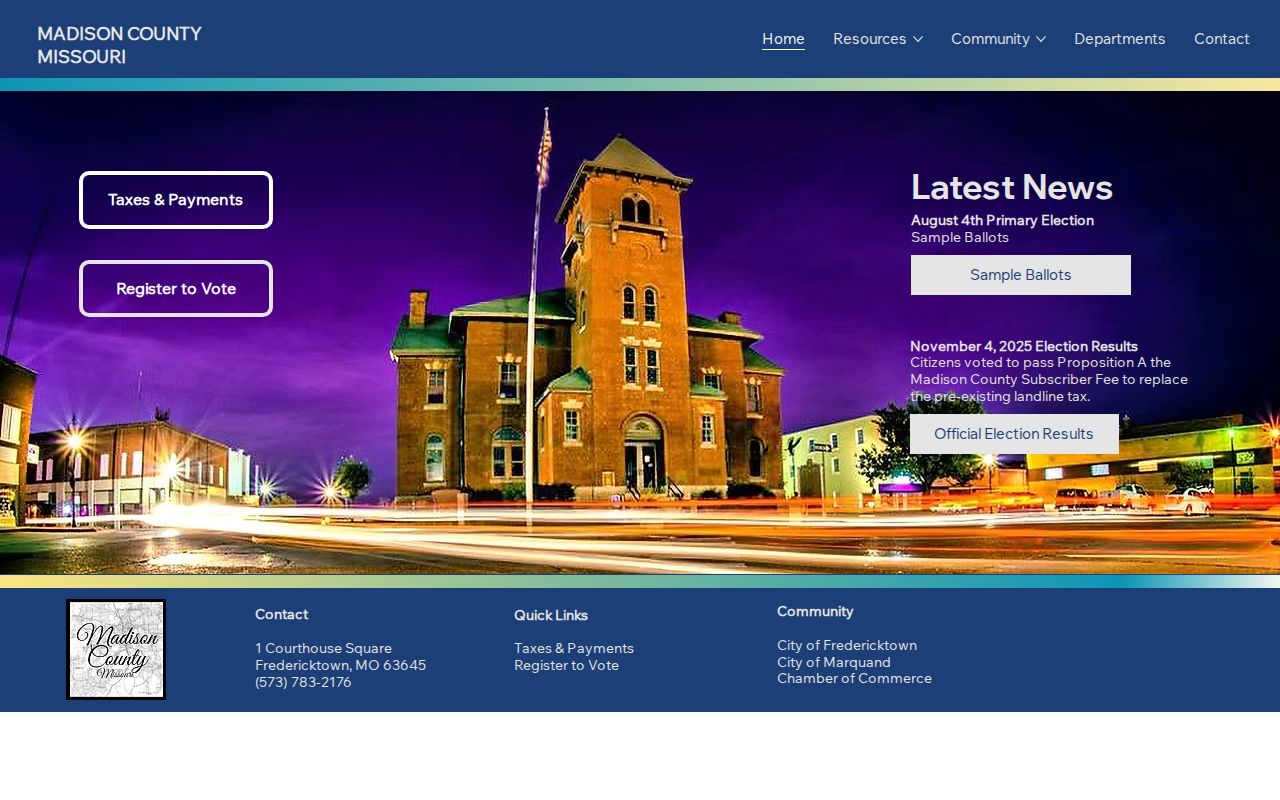 Madison County official homepage without a local most-wanted roster